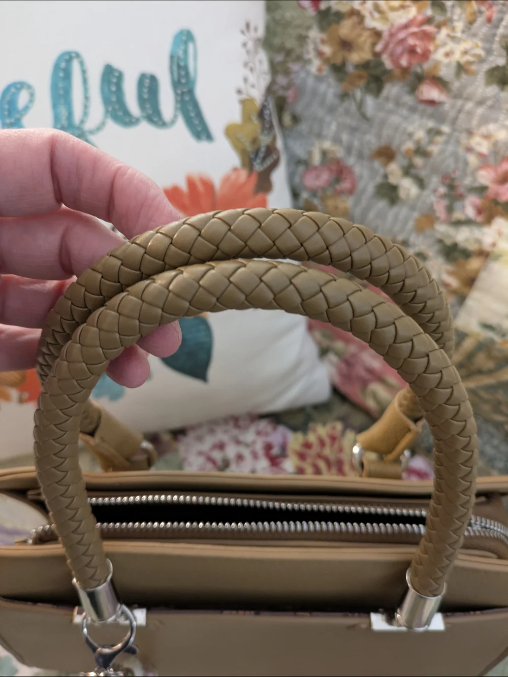 Classic Tan Women’s Handbag with Braided Handles